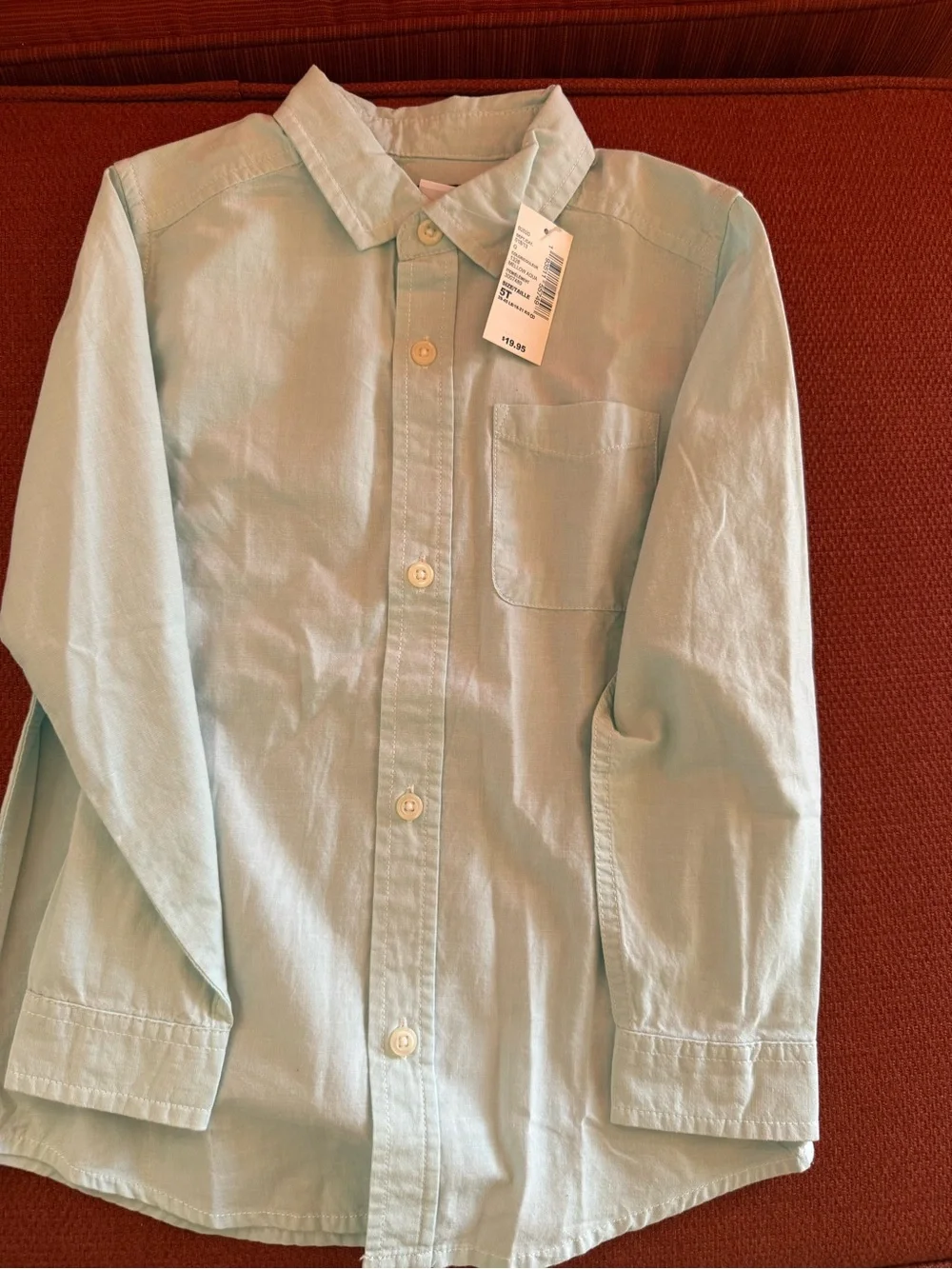 Children’s place Kids Light Aqua Button-Front long sleeve Shirt- Boys 5T-NEW